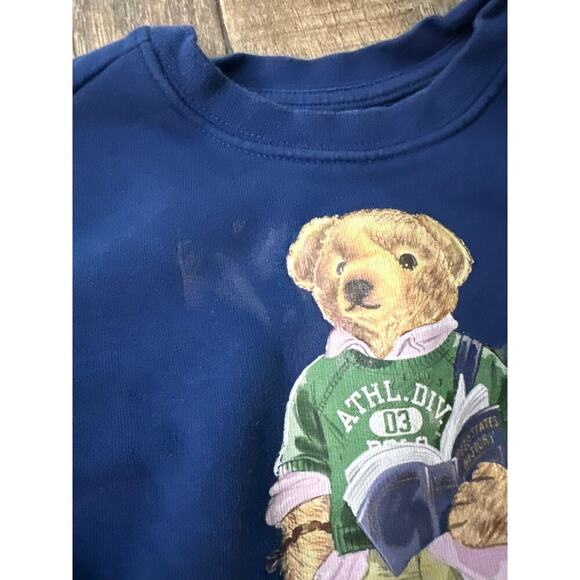 Polo by Ralph Lauren Navy Blue Bear Preppy Student Sweatshirt Size 24 - Picture 3 of 5